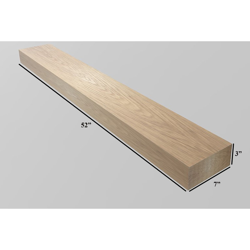 Tyringham Oak Floating Shelf, Natural, 3'' H X 52'' W X 7'' D
