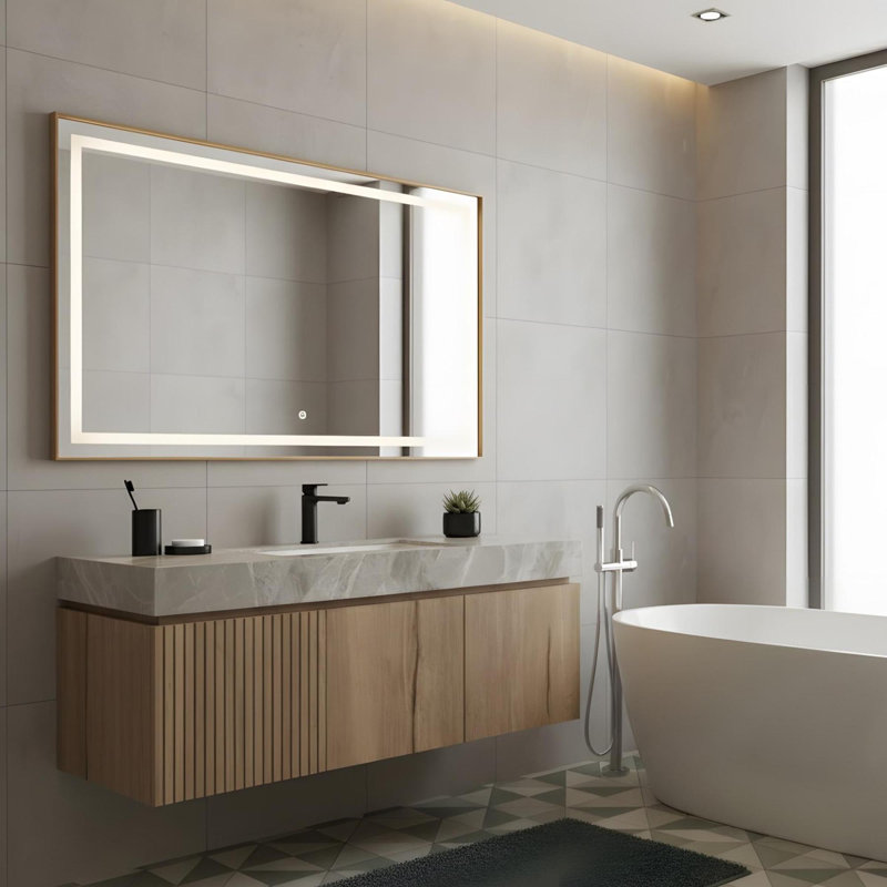 Meuble-lavabo 48 po avec tiroirs et lavabo, Gris clair, Gris clair, 47"