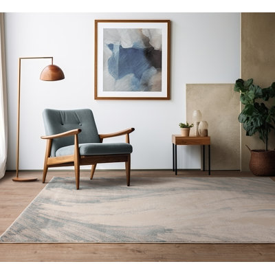 Deran Swirl Blue/Silver/Cream Area Rug