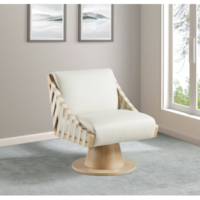 Quinton Vegan Leather Swivel Accent Chair