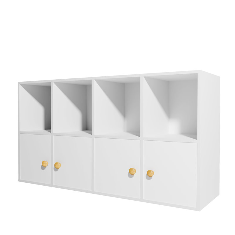 48" W X 25" H Cube Storage Bookcase With 4 Doors Stackable Cubby Storage Organizers
