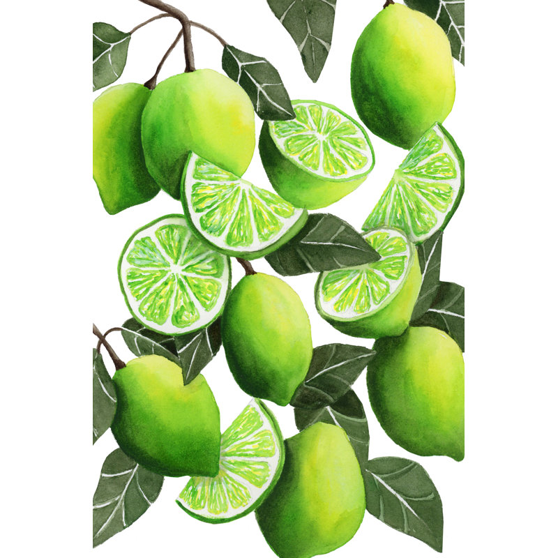 " Limes " by Leah Tedesco, No Mat, 18" H x 12" W, White Floater Framed Canvas