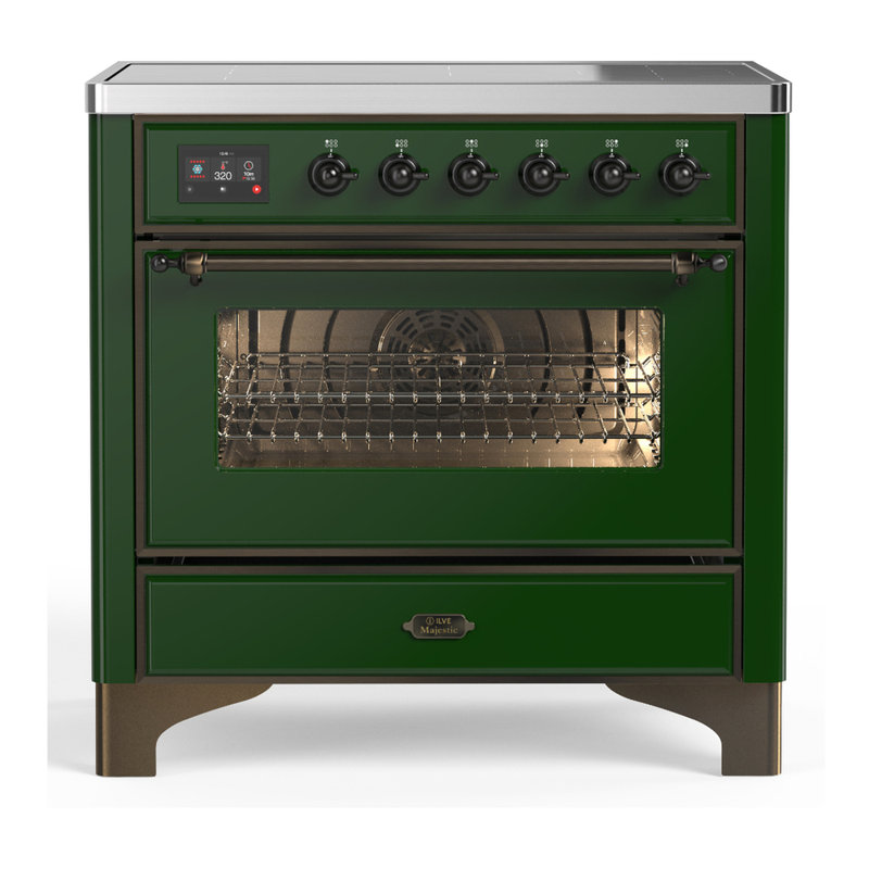 Majestic III Series 36 Inch Induction Range with 6 Induction Elements in Emerald Green (Burnished Trim), Emerald Green
