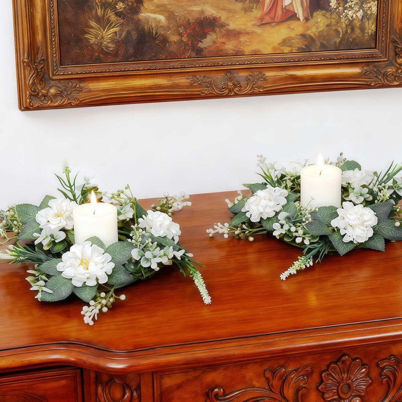 4 pièces d'anneaux de bougie réutilisables, décoration de bureau, dahlias artificiels, chandeliers, guirlandes, guirlandes artificielles pour décorations de table, accessoires de photographie de mariage
