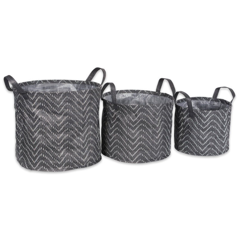 Amarillas Fabric Laundry Set with Handles, Black/White