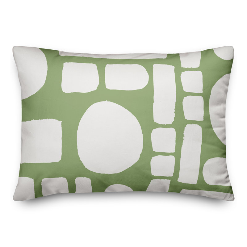 Indoor / Outdoor Geometric Lumbar Pillow, Green/White