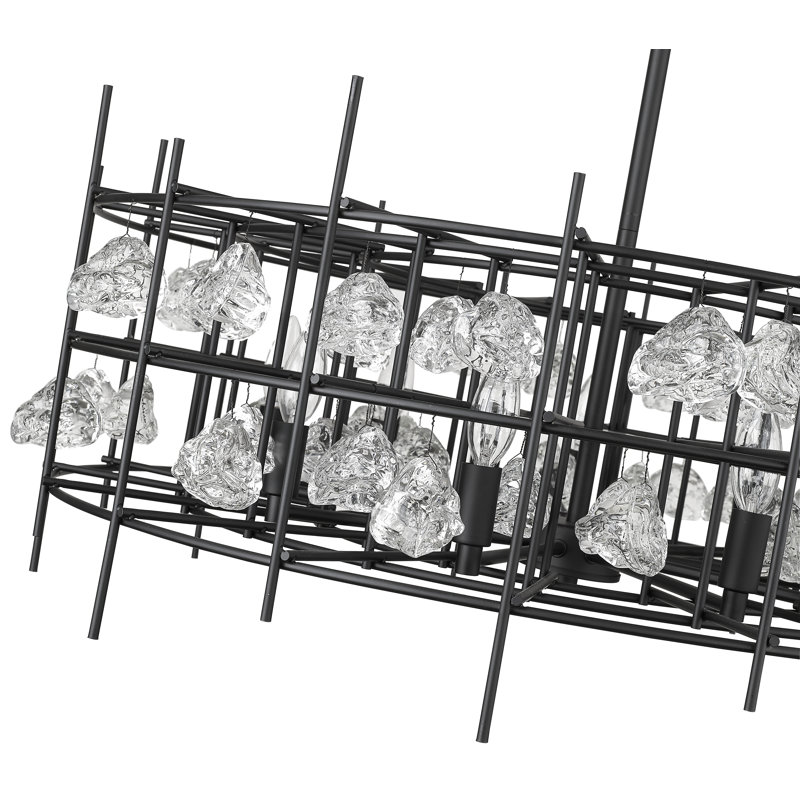 Lustre géométrique 9 lumières façon bougie, Noir mat