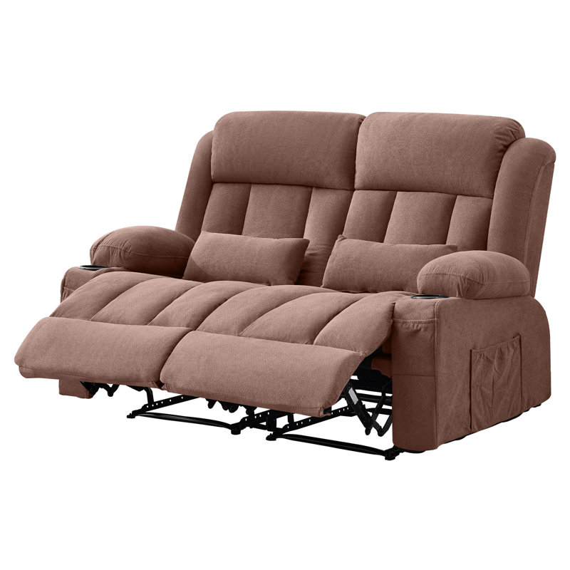Causeuse inclinable en tissu brun avec inclinaison à 155 degrés et poches latérales
