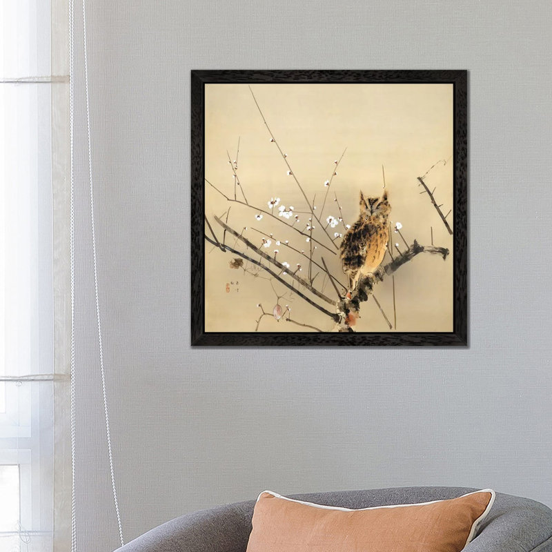 Early Plum Blossoms 1 Piece Floater Frame Painting on Canvas, 66.04 cm H x 66.04 cm W, Black