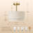 13" Modern Drum Semi-Flush Mount Ceiling Light – Gold Finsh with Double-Layer Linen Shade-1121507005