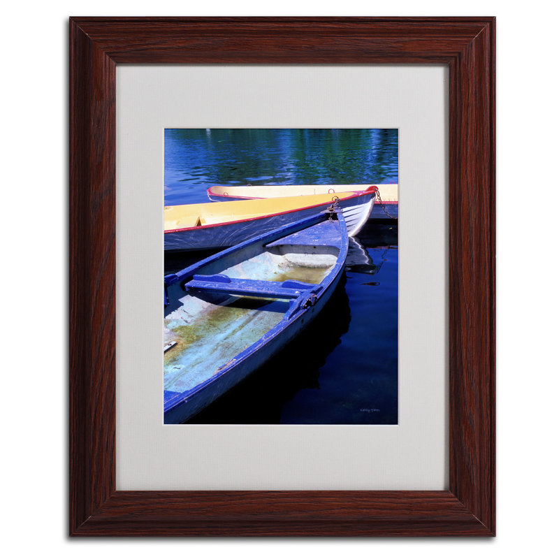 Bois de Boulogne Boats Framed Canvas Print with Dark Wood Frame
