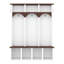 Arbre d'entrée de style campagnard en bois avec design arqué, banc de rangement pratique en noyer avec 5 crochets noirs, armoire à chaussures minimaliste 4-en-1 avec 7 casiers pour vestibule, salon, blanc-1767079508