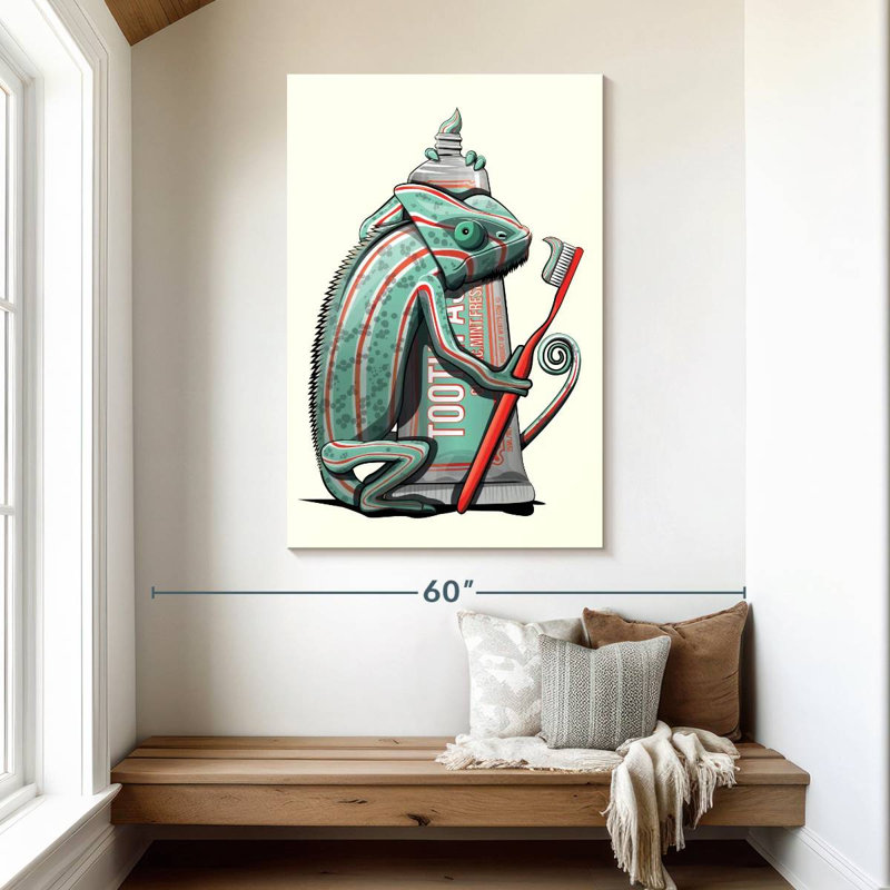 Chameleon Cleaning Teeth, 48" H x 32" W