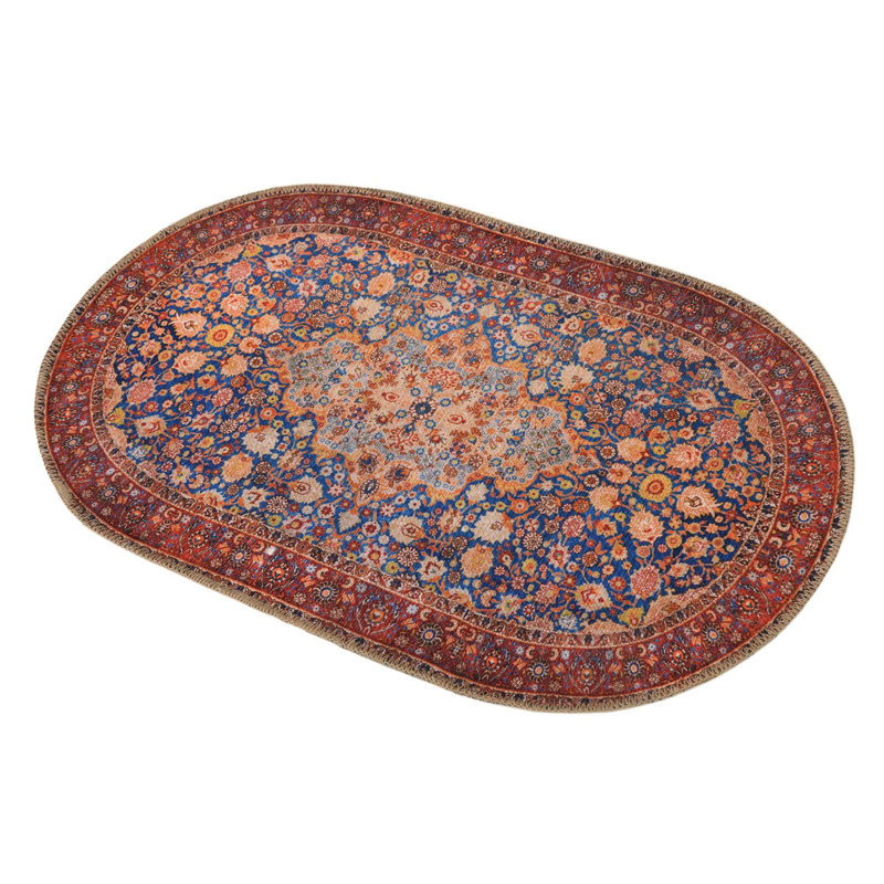 Tapis traditionnel bleu marine / orange