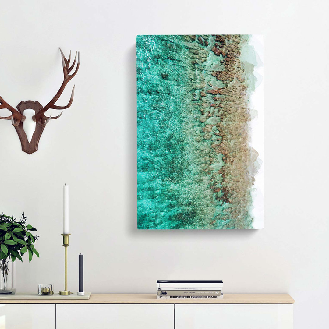 Ocean & The Beach In The Maldives In Abstract - Wrapped Canvas