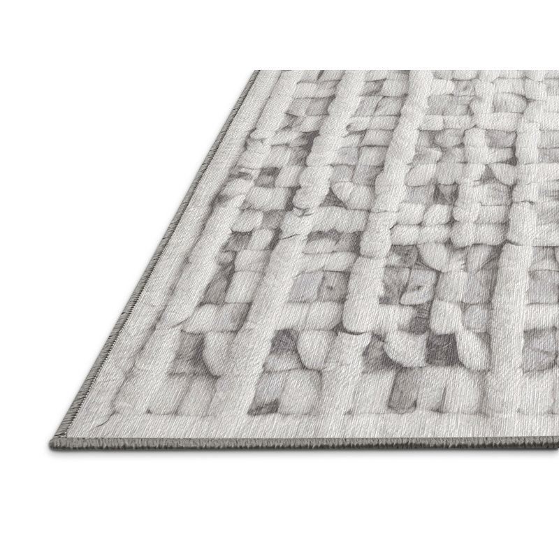 Machine Washable Gray Area Rug, Square 5'