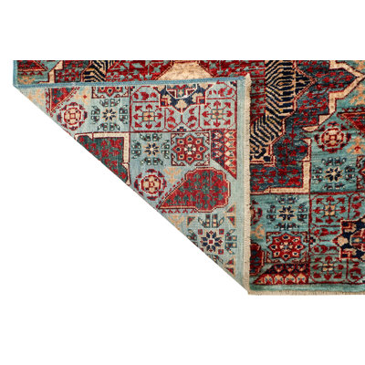 Tapis oriental en laine noué à la main bleu / rouge / ivoire / bleu marine Aryana