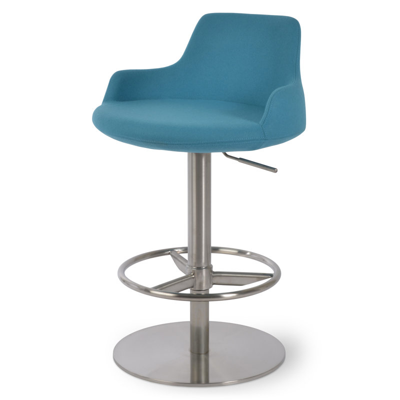 Tabouret pivotant à hauteur réglable, Poli, Turquoise