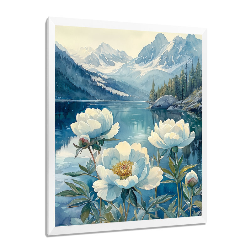 Carnahagh - Floral Wall Art, H 40 po x l 30 po, Reproduction encadrée d'une seule photo, Blanc