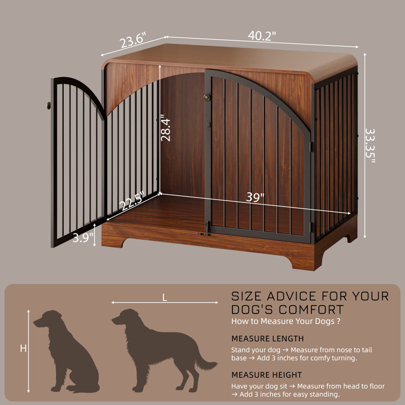 Cage pour chien, Brun, Grand (H 33,38 po x l 40,2 po x P 23,6 po)