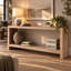 Grande console de style champêtre avec rangement à 2 niveaux, table d'entrée rustique de 160 cm en bois naturel pour couloir