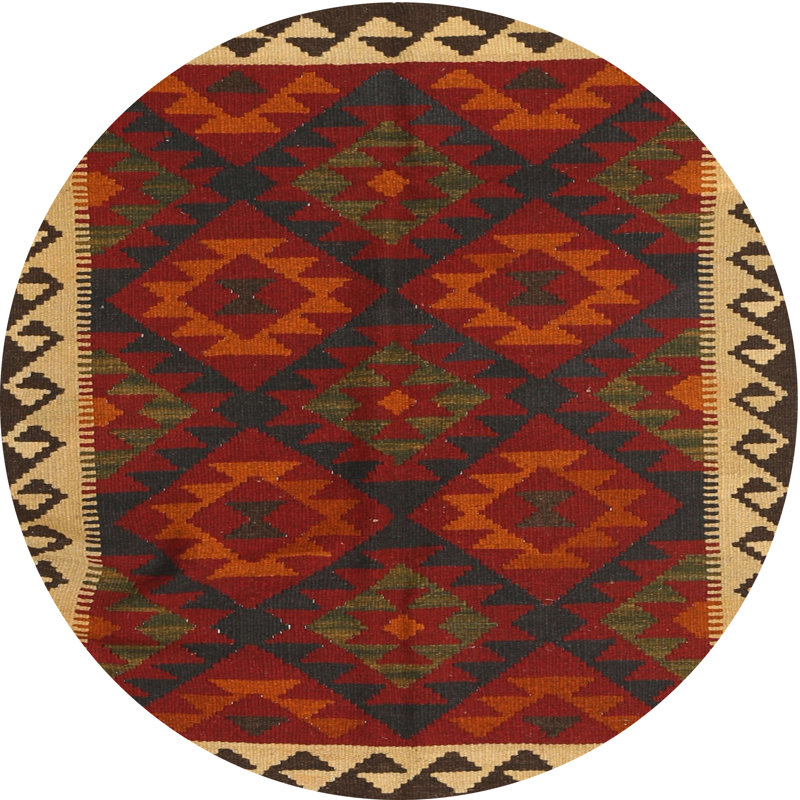Tapis rouge / brun Southwestern, Rond 5 pi
