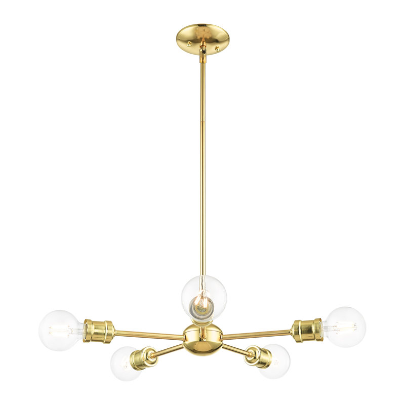 Lustre sphérique Spoutnik à 5 lumières, Laiton poli