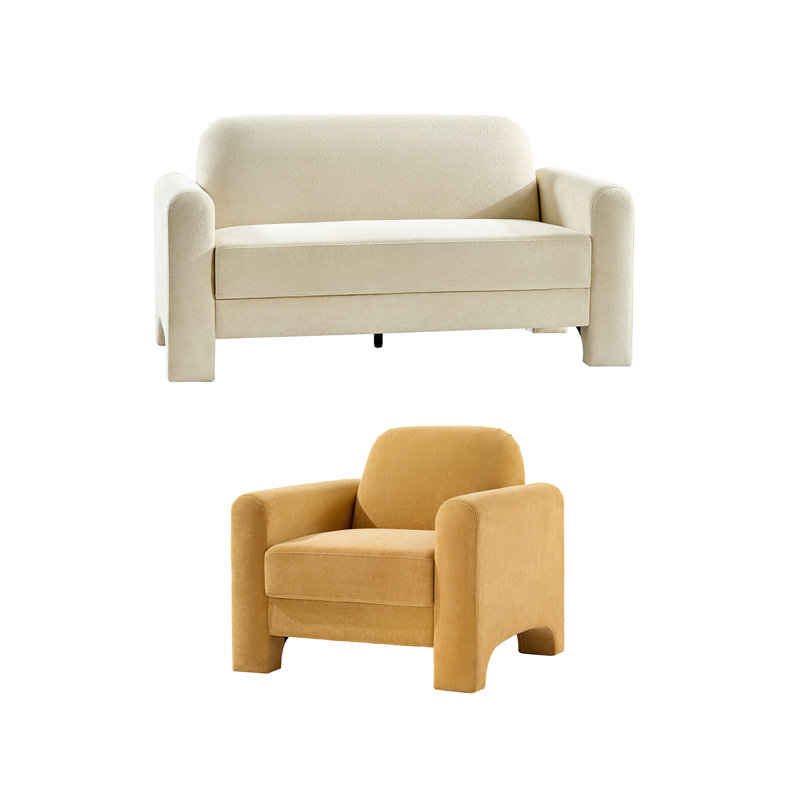 Living Room Set, Ivory Cream/Camel