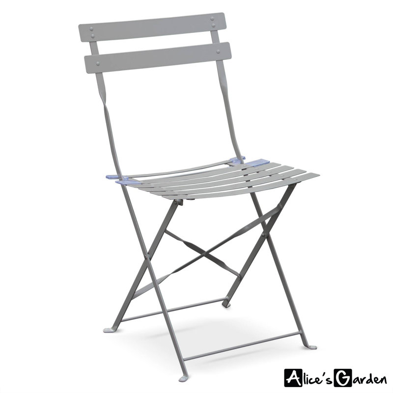 Westcliff Folding Thermo- Lacquered Steel Bistro Table, Grey