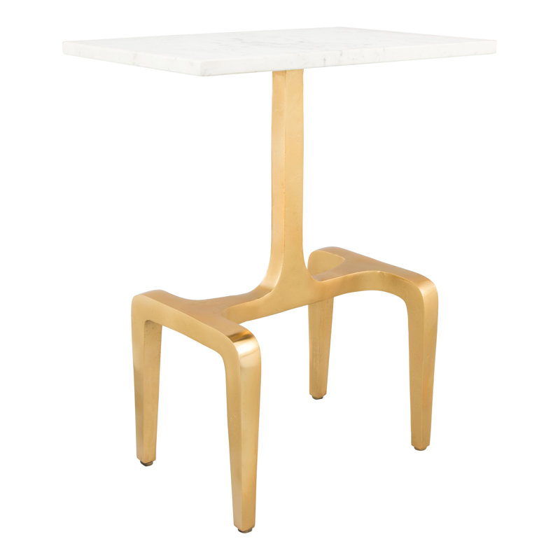 Table d'appoint Clement blanc et or
