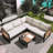 Outdoor Patio Set with Sturdy Construction and Comfortable Cushions for Relaxing-2054064333