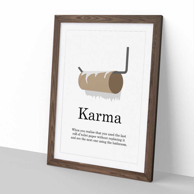 Karma - Picture Frame Typography, Walnut Framed, 90cm H x 65cm W x 2cm D