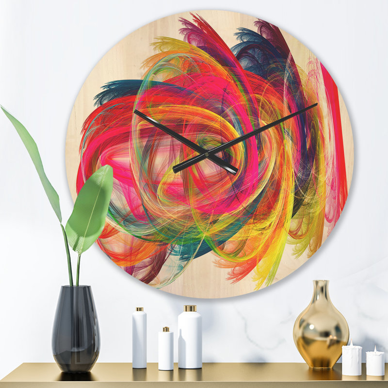 Horloge murale moderne en bois coloré, Petit