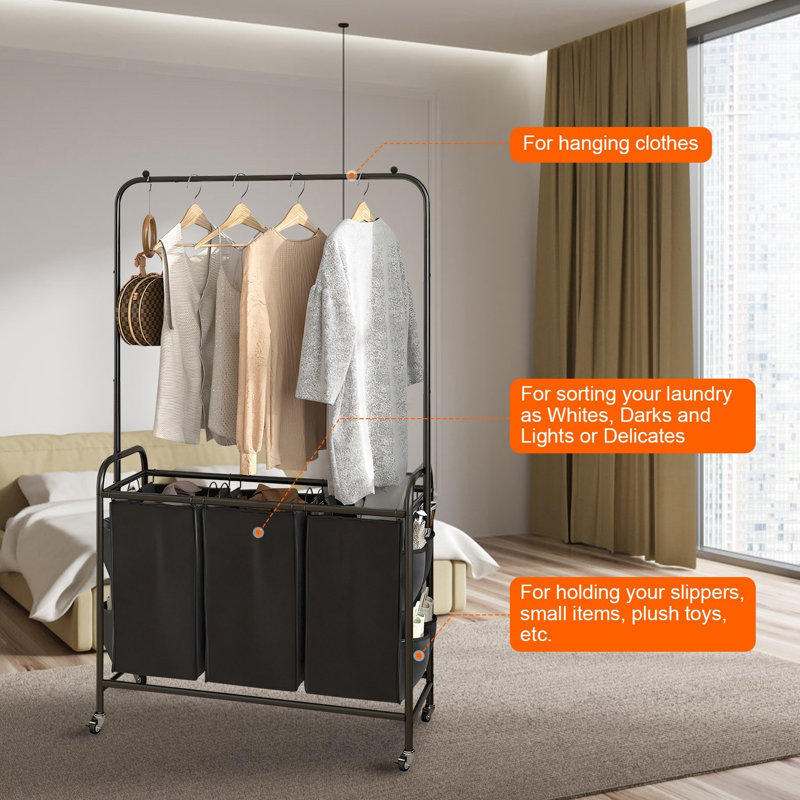 Fabric Fire Resistant Laundry Cart with Wheels