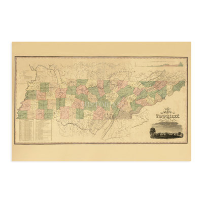 «Tennessee Map 1832», art mural sur papier