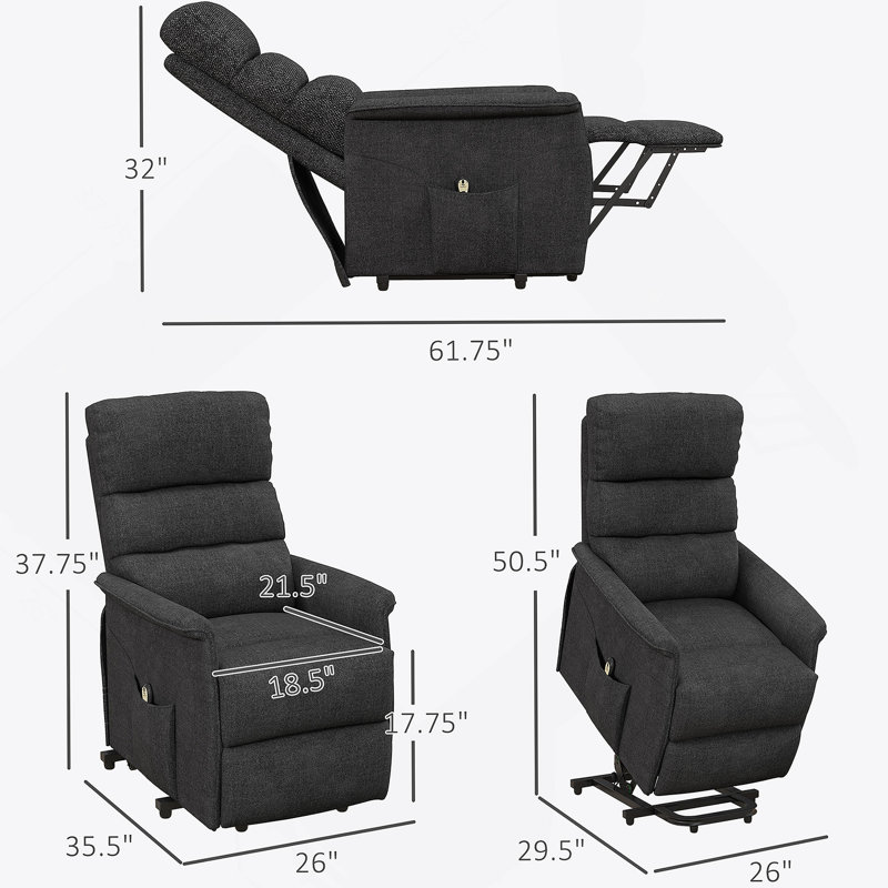 Fauteuil inclinable électrique avec télécommande, Noir