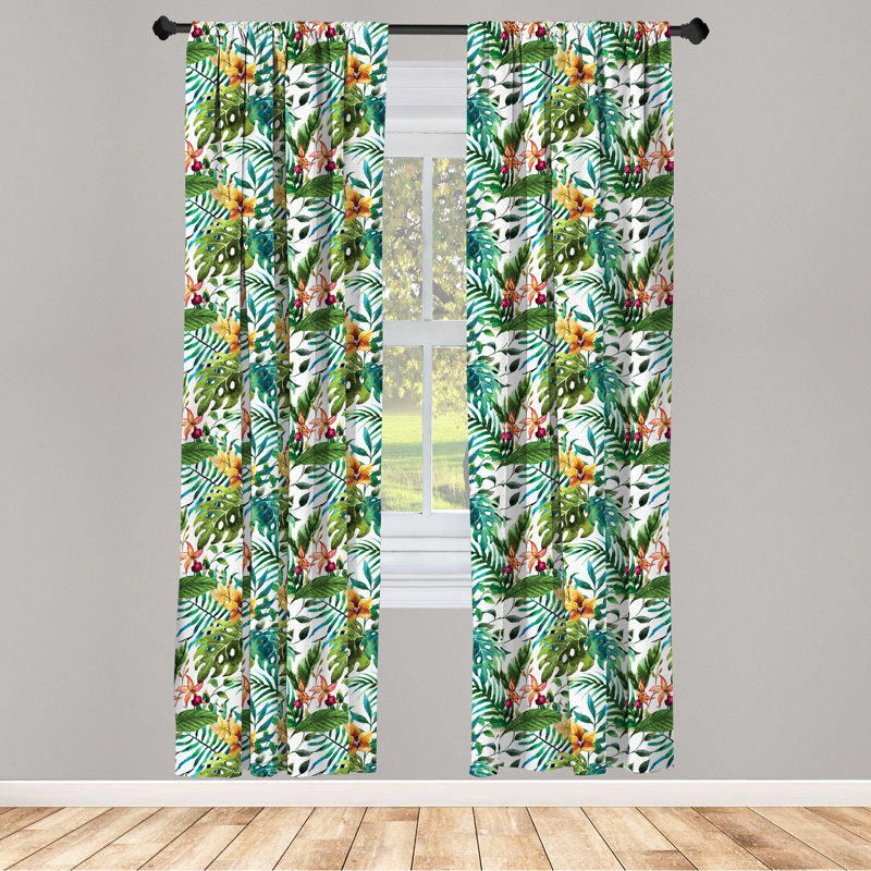 Leaf Semi-Sheer Rod Pocket Curtain Panels, 28" x 84"