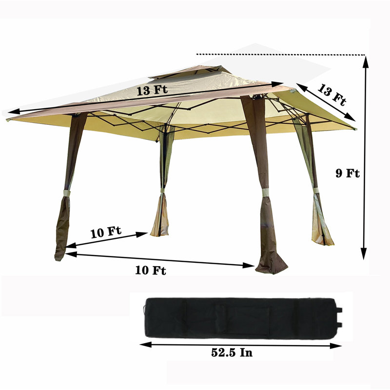 Tente d'extérieur escamotable carrée d'extérieur 13 pi