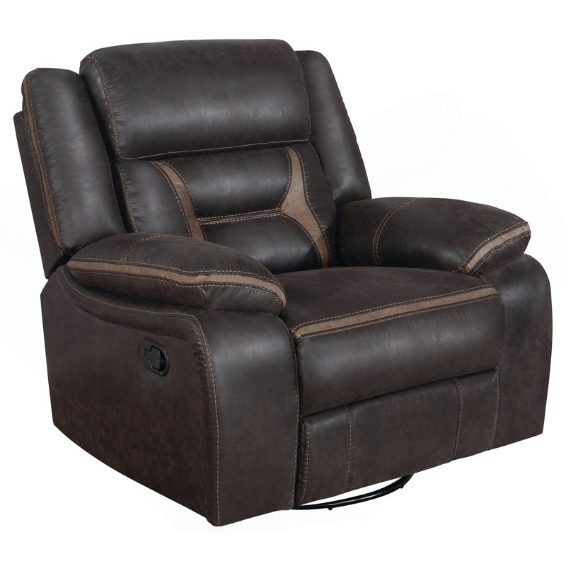 Fauteuil inclinable pivotant avec accoudoirs coussinés Brazelton, Brun
