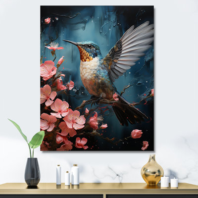 Art floral bleu colibri - Colibri
