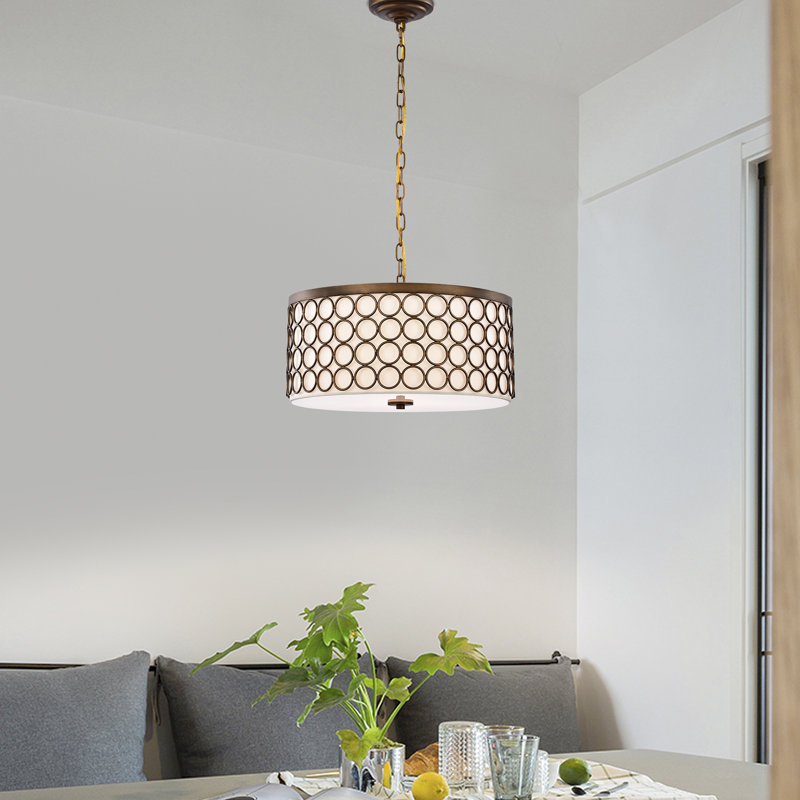 Hansin 3 - Light Fabric Drum Chandelier
