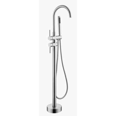 Robinet de baignoire autoportant monocommande à fixation au sol avec douche à main