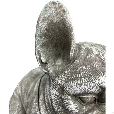16'' Outdoor Weatherproof French Bulldog Statue, Rustic Stone Finish Resin Dog Sculpture, Decorative Ornament for Garden, Yard, Patio, Lawn & Backyard Landscaping