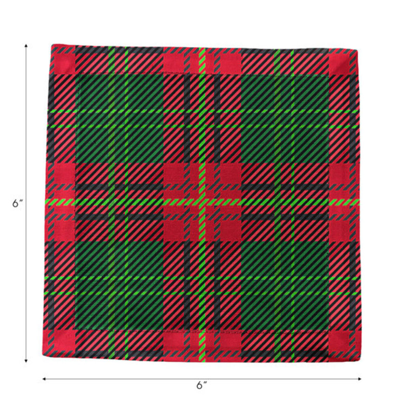 Tartan Cotton Sateen Cocktail Napkins, Green