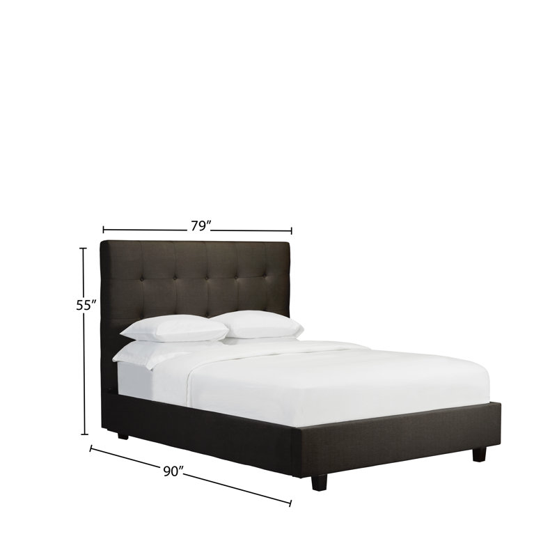 Lit plateforme en tissu d’ameublement Strasser, Très grand, Cuir - Espresso