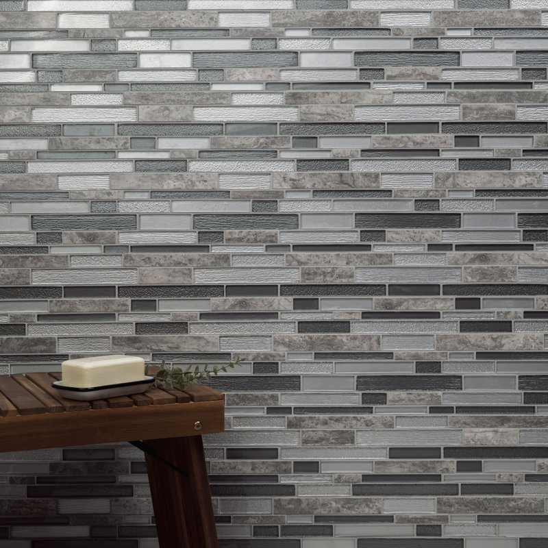 Diore Crest Interlocking 12 in. x 12 in. Glass Porcelain Blend Mosaic Wall Tile, Diore Crest