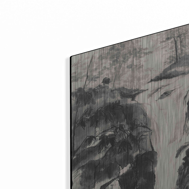 «Sumi Waterfall IV» par Chris Paschke, art mural en métal, 24 po x 36 po, H 24 po x l 16 po