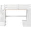 Lit mezzanine double blanc avec bureau, tablettes, deux tiroirs et escalier de rangement robuste