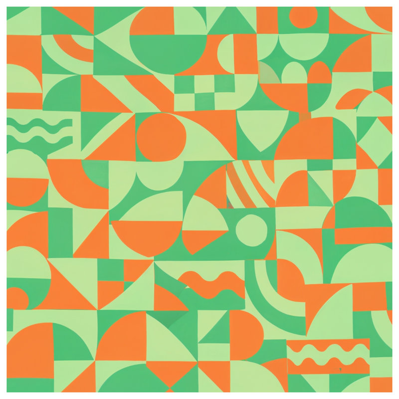 Coussins géométriques à motif abstrait vert et orange, 18 x 18 inches