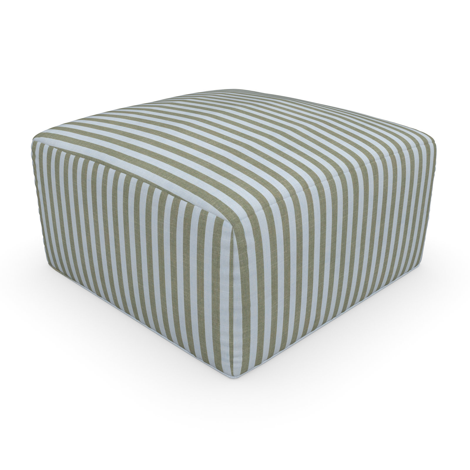 Praia Sunbrella® Outdoor Ottoman, 16" H x 29" W x 29" D, Sail Away Aloe Striped Sunbrella®